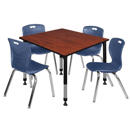 Regency Tables > Height Adjustable > Square Table & Chair Sets, 48 W, 48 L, 23-34 H, Cherry TB4848CHAPBK40NV